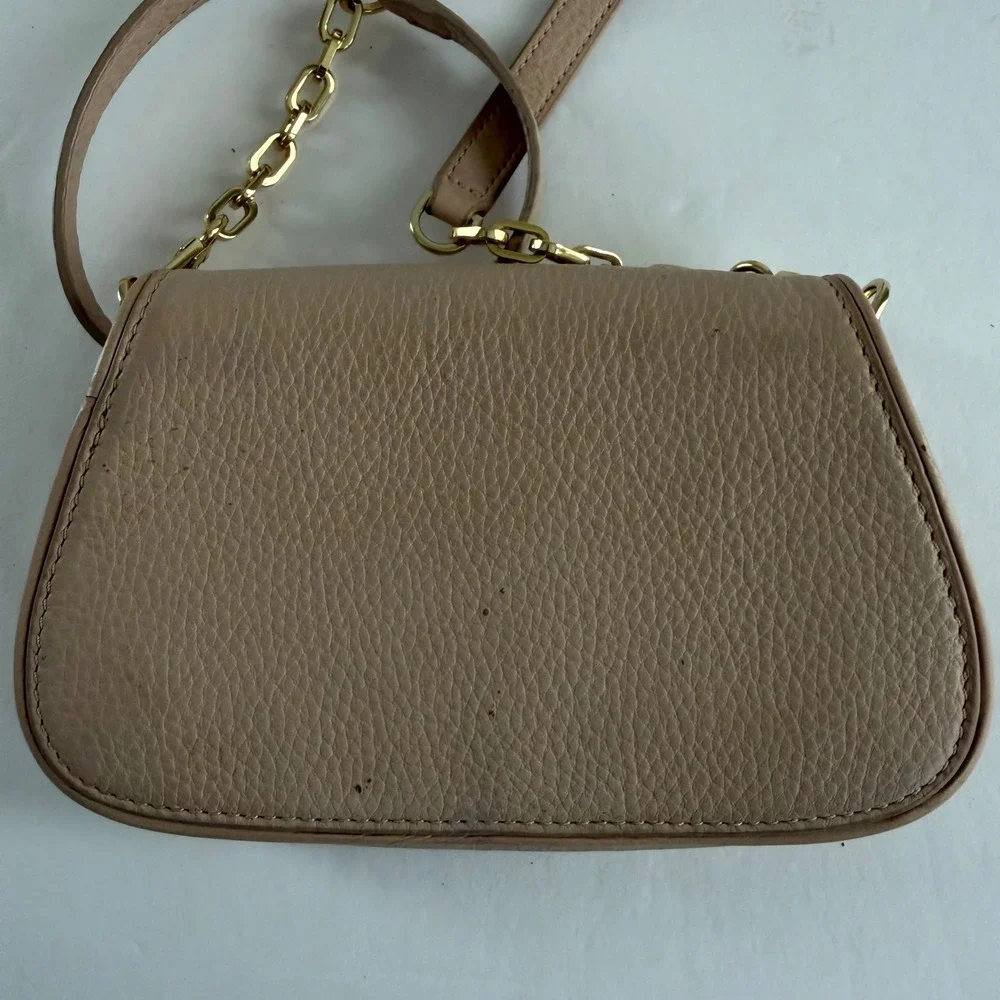 Tory Burch Britten Mini Crossbody Bag Blush Pink Pebbled Leather Gold Chain